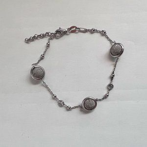 DKR Dainty 925 Silver Round ball Glitter Ball Beaded Rhinestone Bracelet